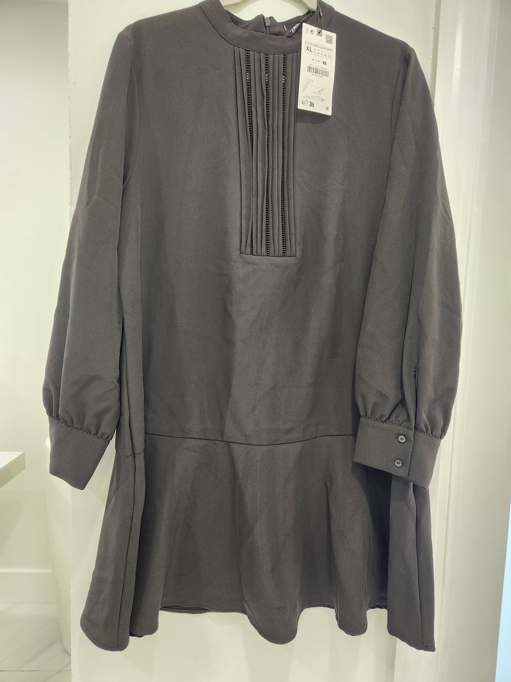 Zara Black Tunic with Pleated Bib Detail